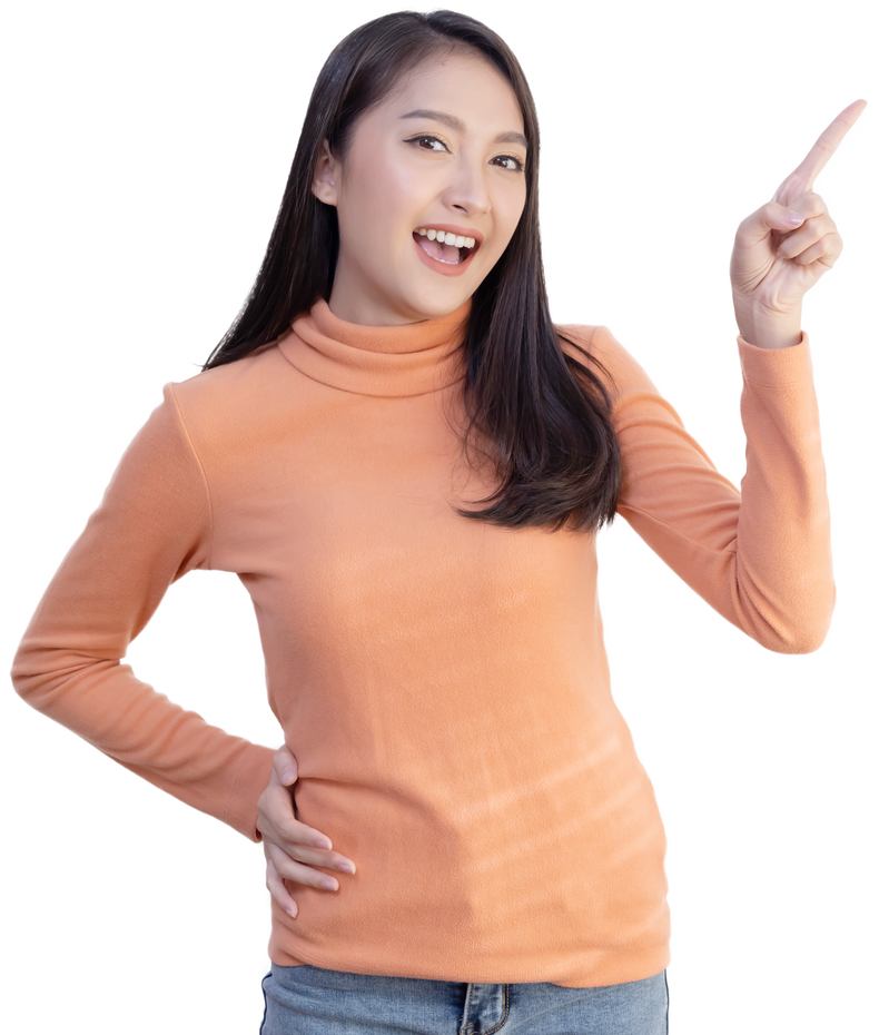 Woman Pointing to Blank Space